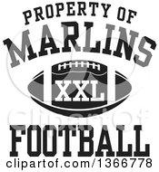 Poster, Art Print Of Black And White Property Of Marlins Football Xxl Design