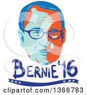 Poster, Art Print Of Retro Styled Face Of Bernie Sanders Democratic 2016 Presidential Candidate With Text