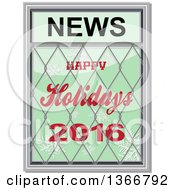Poster, Art Print Of Happy Holidays 2016 News Design With Snowflakes On Green