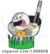 Golf Ball Sports Mascot Character Being Whacked By A Club
