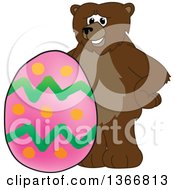 Poster, Art Print Of Grizzly Bear School Mascot Character With An Easter Egg