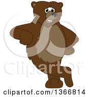 Poster, Art Print Of Grizzly Bear School Mascot Character Leaning