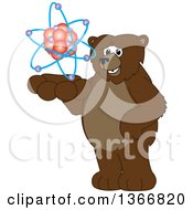 Poster, Art Print Of Grizzly Bear School Mascot Character Holding An Atom
