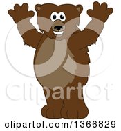 Poster, Art Print Of Grizzly Bear School Mascot Character Cheering