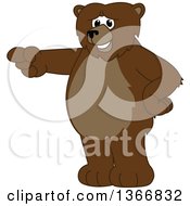 Poster, Art Print Of Grizzly Bear School Mascot Character Pointing