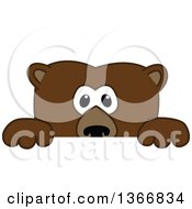 Poster, Art Print Of Grizzly Bear School Mascot Character Looking Over A Sign