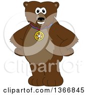 Poster, Art Print Of Grizzly Bear School Mascot Character Wearing A Sports Medal