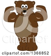 Poster, Art Print Of Grizzly Bear School Mascot Character Flexing His Muscles
