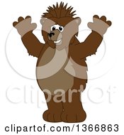 Poster, Art Print Of Grizzly Bear School Mascot Character With A Mohawk Holding Up His Paws