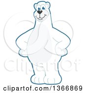 Polar Bear School Mascot Character Standing With Hands On His Hips