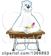 Poster, Art Print Of Polar Bear School Mascot Character Writing At A Desk