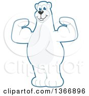 Polar Bear School Mascot Character Flexing His Arm Muscles