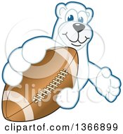 Polar Bear School Mascot Character Grabbing An American Football