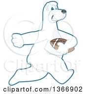 Polar Bear School Mascot Character Running With An American Football