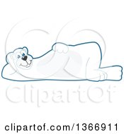 Polar Bear School Mascot Character Resting On His Side