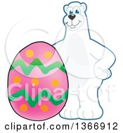 Polar Bear School Mascot Character With An Easter Egg