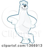 Polar Bear School Mascot Character Leaning
