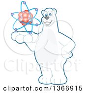 Polar Bear School Mascot Character Holding An Atom