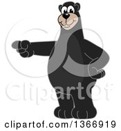 Clipart Of A Black Bear School Mascot Character Pointing Royalty Free Vector Illustration