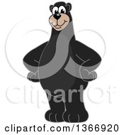 Black Bear School Mascot Character Standing With Hands On His Hips