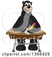 Black Bear School Mascot Character Writing At A Desk