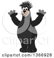 Black Bear School Mascot Character With A Mohawk Cheering
