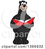 Clipart Of A Black Bear School Mascot Character Reading A Book Royalty Free Vector Illustration