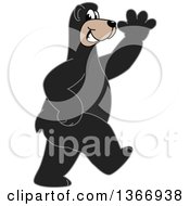 Black Bear School Mascot Character Walking And Waving