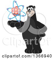 Black Bear School Mascot Character Holding An Atom