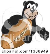 Poster, Art Print Of Black Bear School Mascot Character Grabbing An American Football