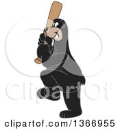 Poster, Art Print Of Black Bear School Mascot Character Swinging A Baseball Bat