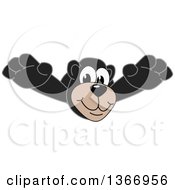 Clipart Of A Black Bear School Mascot Character Leaping Outwards Royalty Free Vector Illustration