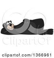 Clipart Of A Black Bear School Mascot Character Resting On His Side Royalty Free Vector Illustration