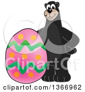 Poster, Art Print Of Black Bear School Mascot Character With An Easter Egg