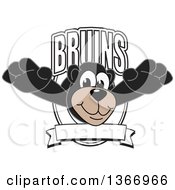 Poster, Art Print Of Black Bear School Mascot Character Leaping Outwards From A Bruins Shield