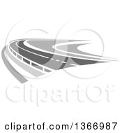 Clipart Of A Graysacle Curving Two Lane Road Royalty Free Vector Illustration