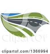 Clipart Of A Two Lane Straightaway Highway Road Royalty Free Vector Illustration by Vector Tradition SM