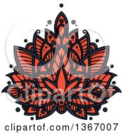Poster, Art Print Of Blue And Salmon Pink Henna Lotus Flower
