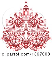 Clipart Of A Red Henna Lotus Flower Royalty Free Vector Illustration