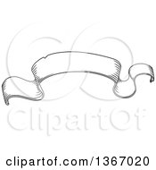 Clipart Of A Vintage Black And White Engraved Styled Blank Ribbon Banner Royalty Free Vector Illustration