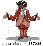 Poster, Art Print Of Cartoon Happy Black Businessman Shrugging