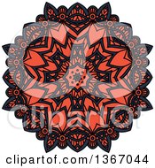 Poster, Art Print Of Navy Blue And Salmon Pink Kaleidoscope Flower