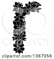 Clipart Of A Black And White Floral Lowercase Alphabet Letter R Royalty Free Vector Illustration