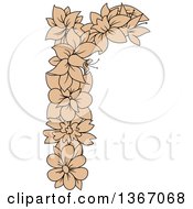 Poster, Art Print Of Tan Floral Lowercase Alphabet Letter R