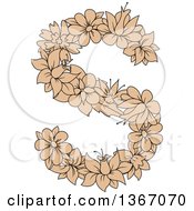 Poster, Art Print Of Tan Floral Lowercase Alphabet Letter S