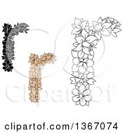 Clipart Of Floral Lowercase Alphabet Letter R Designs Royalty Free Vector Illustration