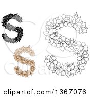 Clipart Of Floral Lowercase Alphabet Letter S Designs Royalty Free Vector Illustration