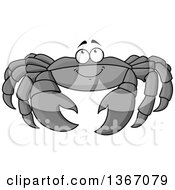 Clipart Of A Grayscale Cartoon Happy Crab Looking Up Royalty Free Vector Illustration