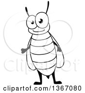 Clipart Of A Cartoon Black And White Bee Royalty Free Vector Illustration