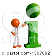 Poster, Art Print Of Orange Man Doctor Or Veterinarian With A Green I Information Icon